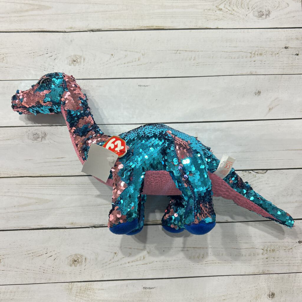 NEW Ty Aqua + Pink Flip Sequin Dino