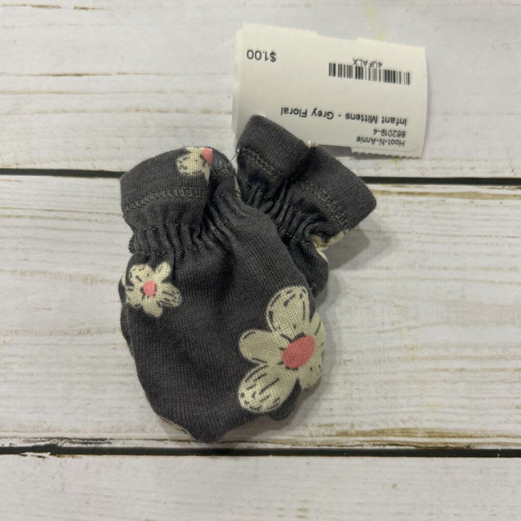 Infant Mittens - Grey Floral