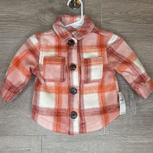 3-6M: NWT Pink + Coral Plaid Fleece Shacket