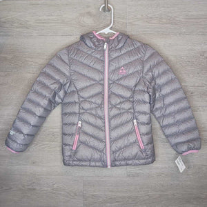 7/8: Grey + Pink Trim Puffer Jacket