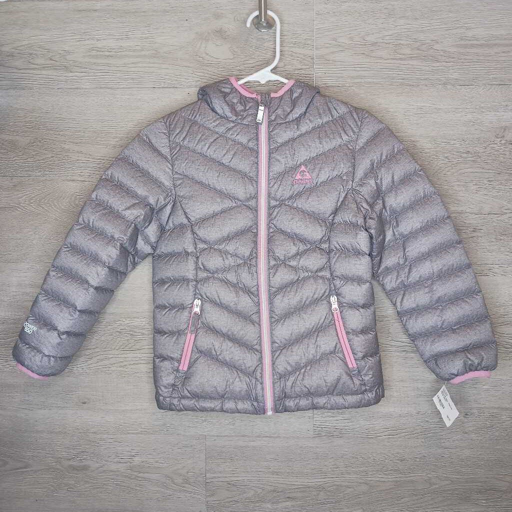 7/8: Grey + Pink Trim Puffer Jacket