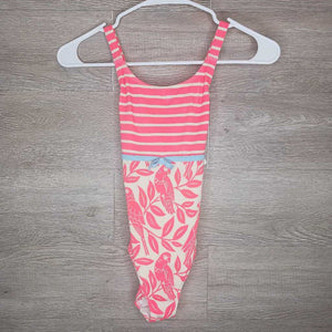 7/8: Neon Coral Floral Swimsuit