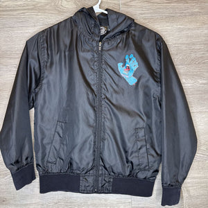 6/7: Black Logo Zip-Up Flight Jacket Hoodie