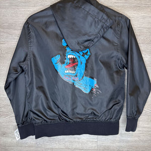 6/7: Black Logo Zip-Up Flight Jacket Hoodie