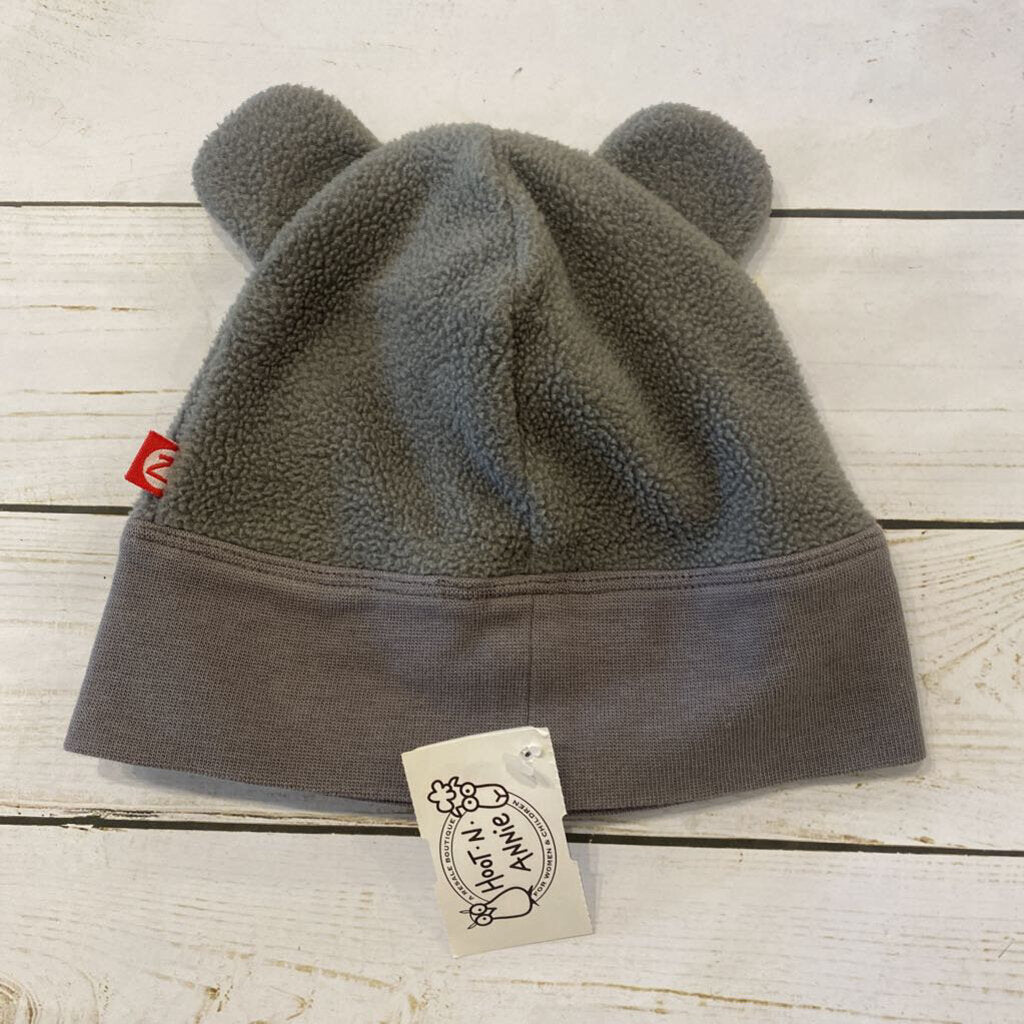 12M: Grey Cozy Fleece Bear Ear Hat