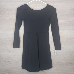 7/8: Black Double Scoop L/S Dress