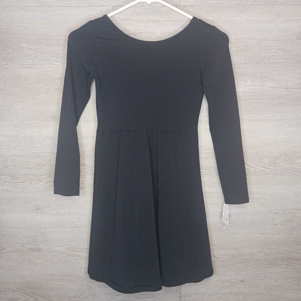 7/8: Black Double Scoop L/S Dress