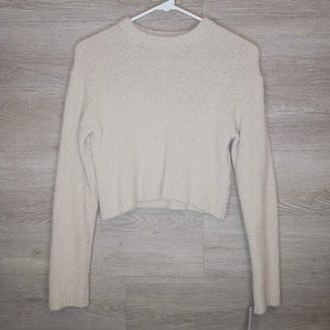 10: Cream Fuzzy Chenille Cropped Sweater