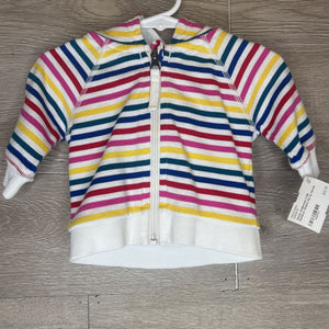 0-3M: Rainbow Striped Zip-Up Hoodie