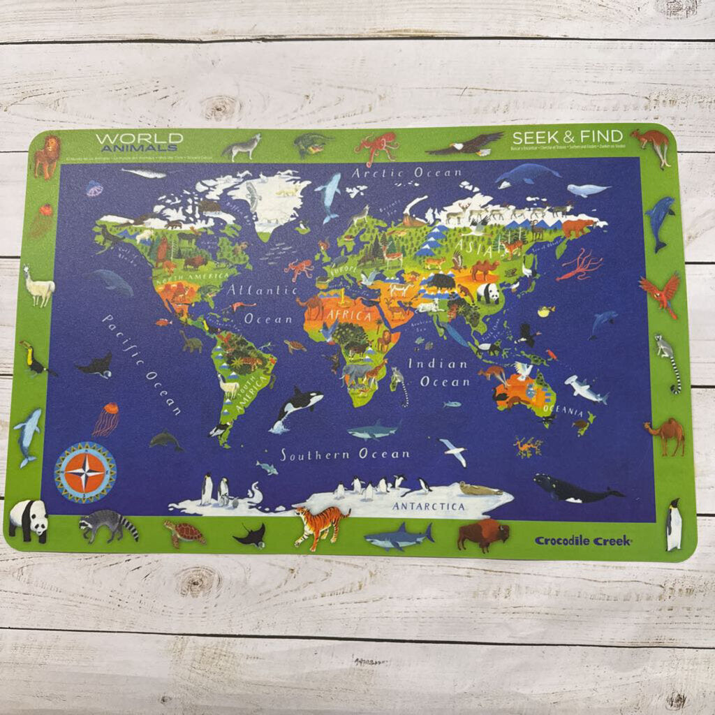 Crocodile Creek Seek + Find World Animals Activity Feeding Mat