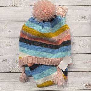 8-14: Pastel Striped Hat + Scarf Set