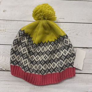 M(2-6Y): Chartreuse + Grey Pattern Knit Hat