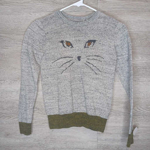 10: Grey Heather Kitty Face Sweater