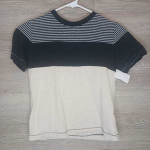 120/7: Black + Beige Heather Striped Tee