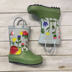 Size 7: Tulip Print Rain Boots