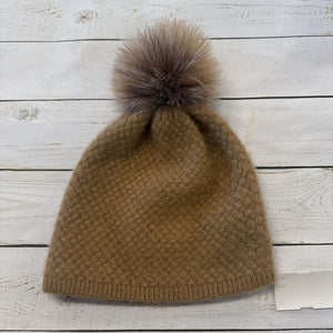 OS: Caramel Cashmere Pom Beanie