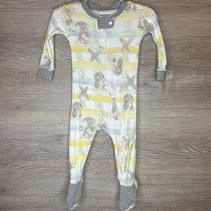 3-6M: Watercolor Plaid Bunny Print Organic Pajamas