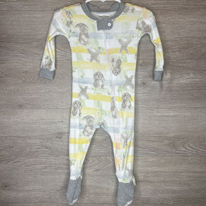 3-6M: Watercolor Plaid Bunny Print Organic Pajamas