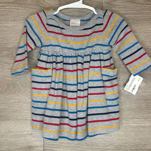 3-6M: Grey Colorful Striped L/S Playdress