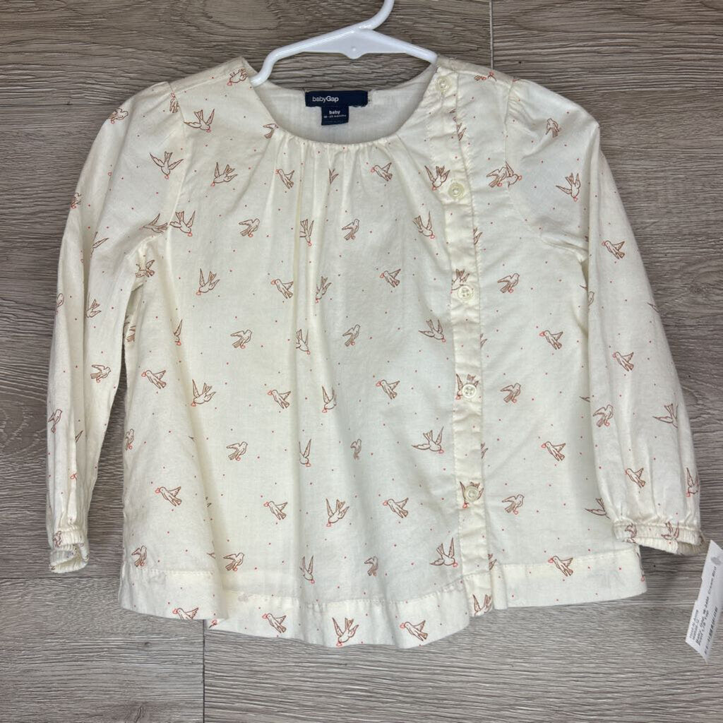 18-24M: Cream Bird Print L/S Top