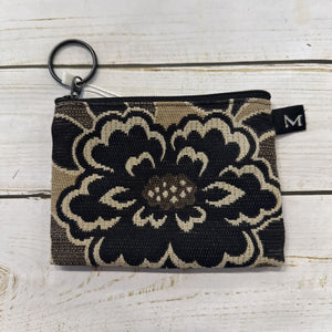 Black + Tan Floral Coin Purse