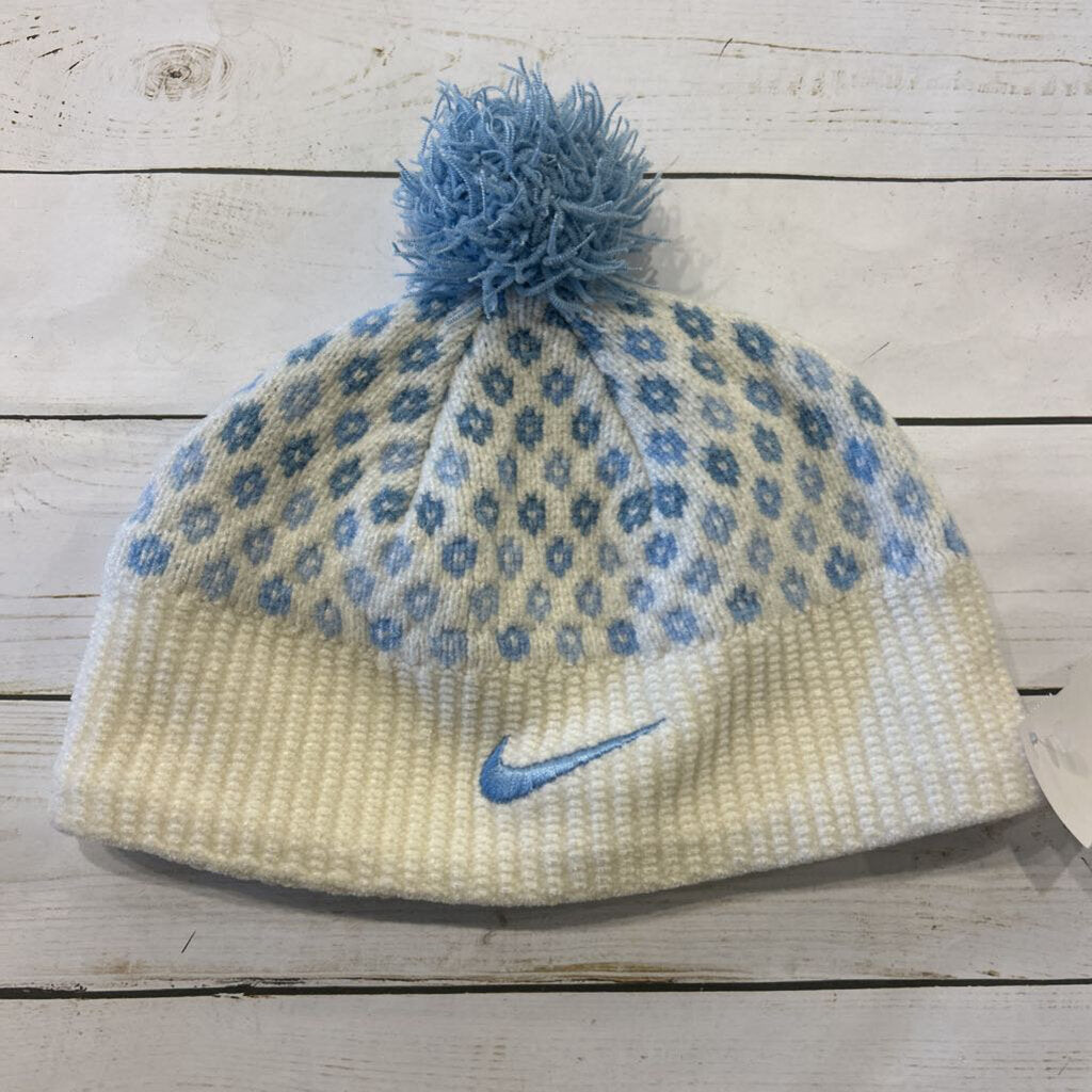 OS: Cream + Baby Blue Pom Logo Stitch Hat