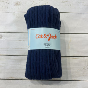 12-14: NEW 2pk Navy Cable Knit Tights