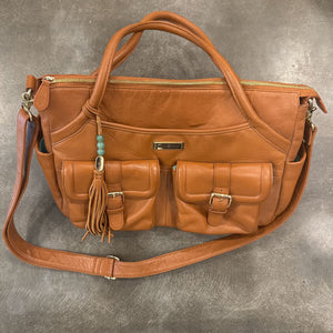 Lily Jade Tan Leather Diaper Bag