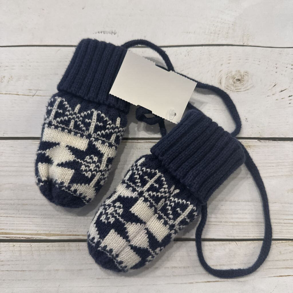 XXS(0-3M): Navy Fair Isle Mittens