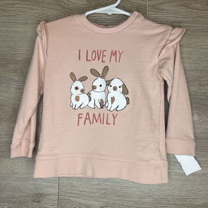 18M: Pink Flutter Shoulder I Love My Family Sweatshirt