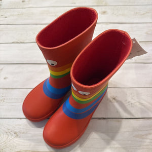 Size 11/12: Red Rainbow Striped Rain Boots