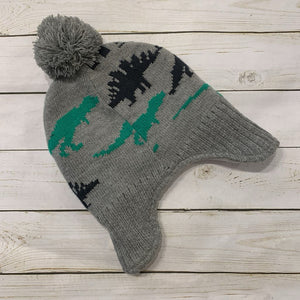 Grey Dino Pom Beanie