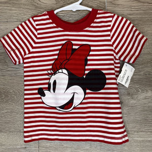 2T: Red Striped Minnie Mouse Tee