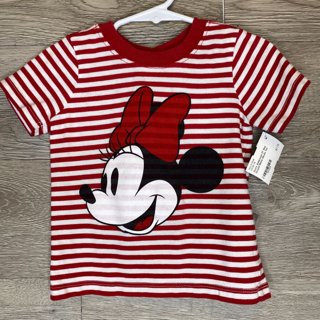 2T: Red Striped Minnie Mouse Tee