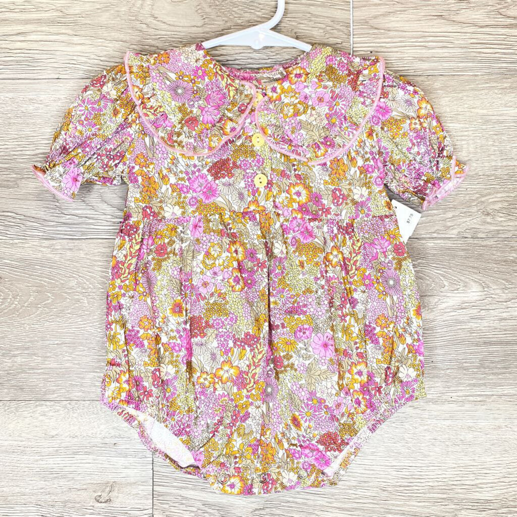 6M: Dainty Floral Ruffled Collar Balloon Romper