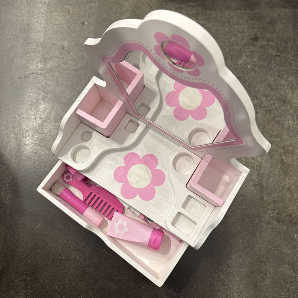 Melissa & Doug Wooden Vanity w/ Makeup *as is