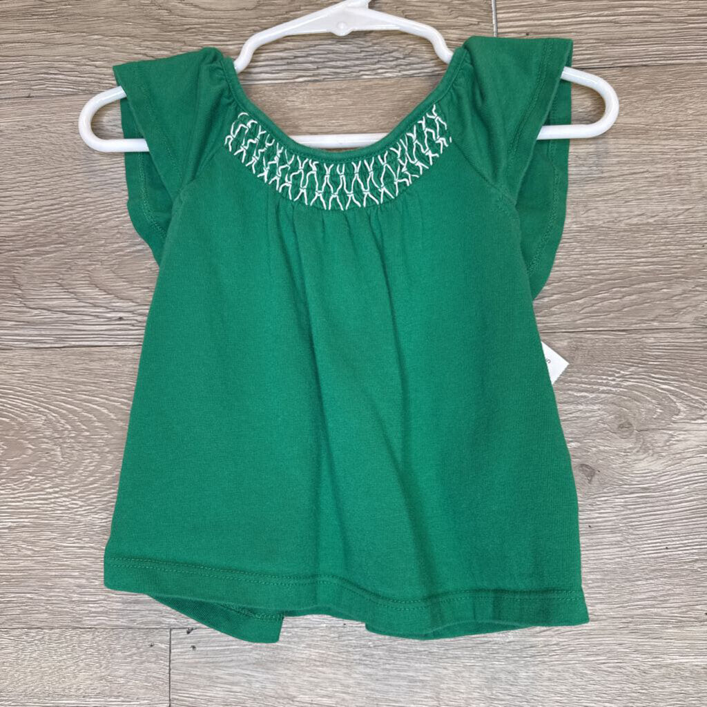 6-12M: Green Smocked Flutter Top