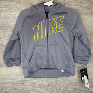 18M: NEW Grey + Yellow Logo Zip-Up Hoodie