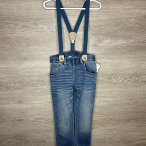 5: Slim Fit Antique Wash Jeans w/ Suspenders