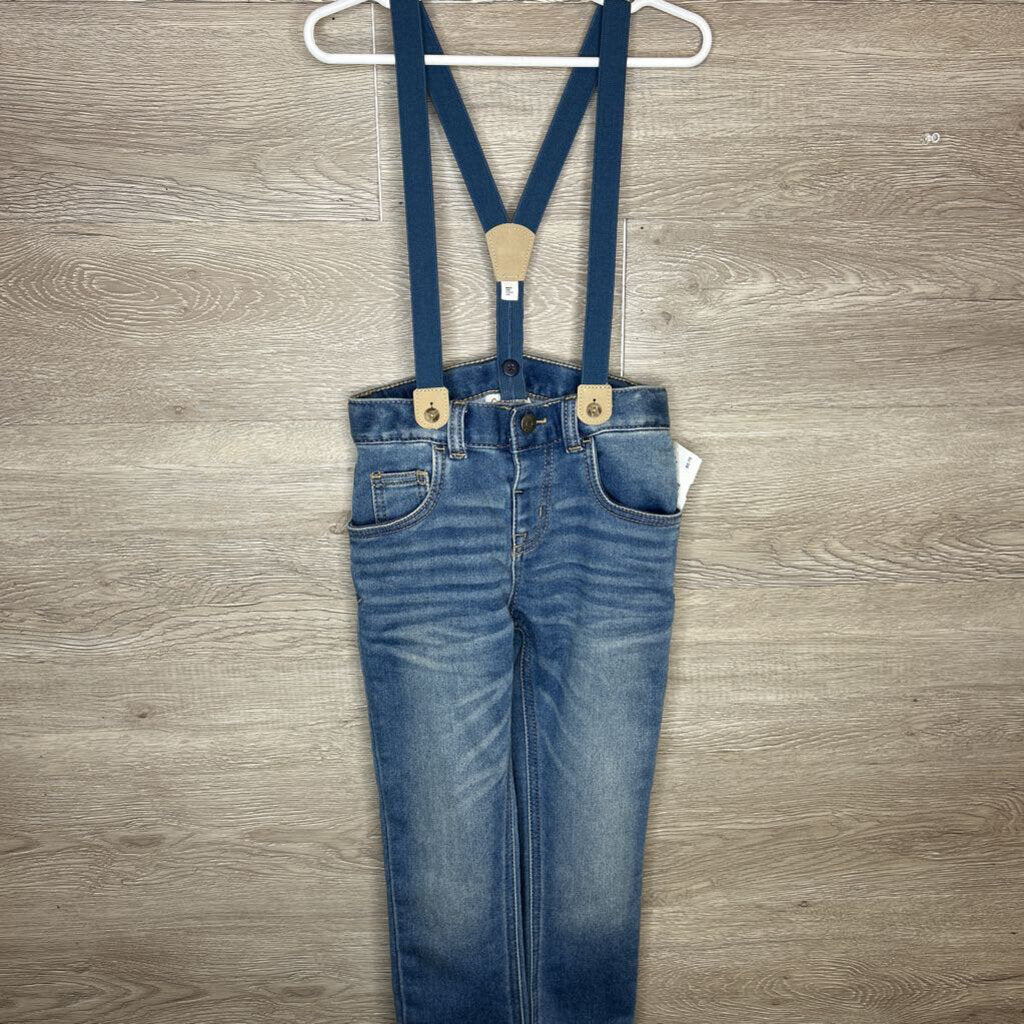 5: Slim Fit Antique Wash Jeans w/ Suspenders