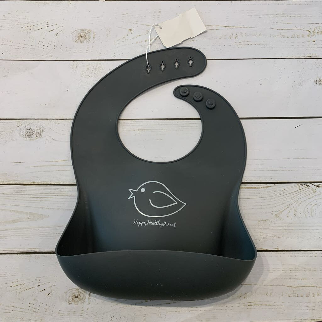 Happy Healthy Parent Grey Silicone Bib