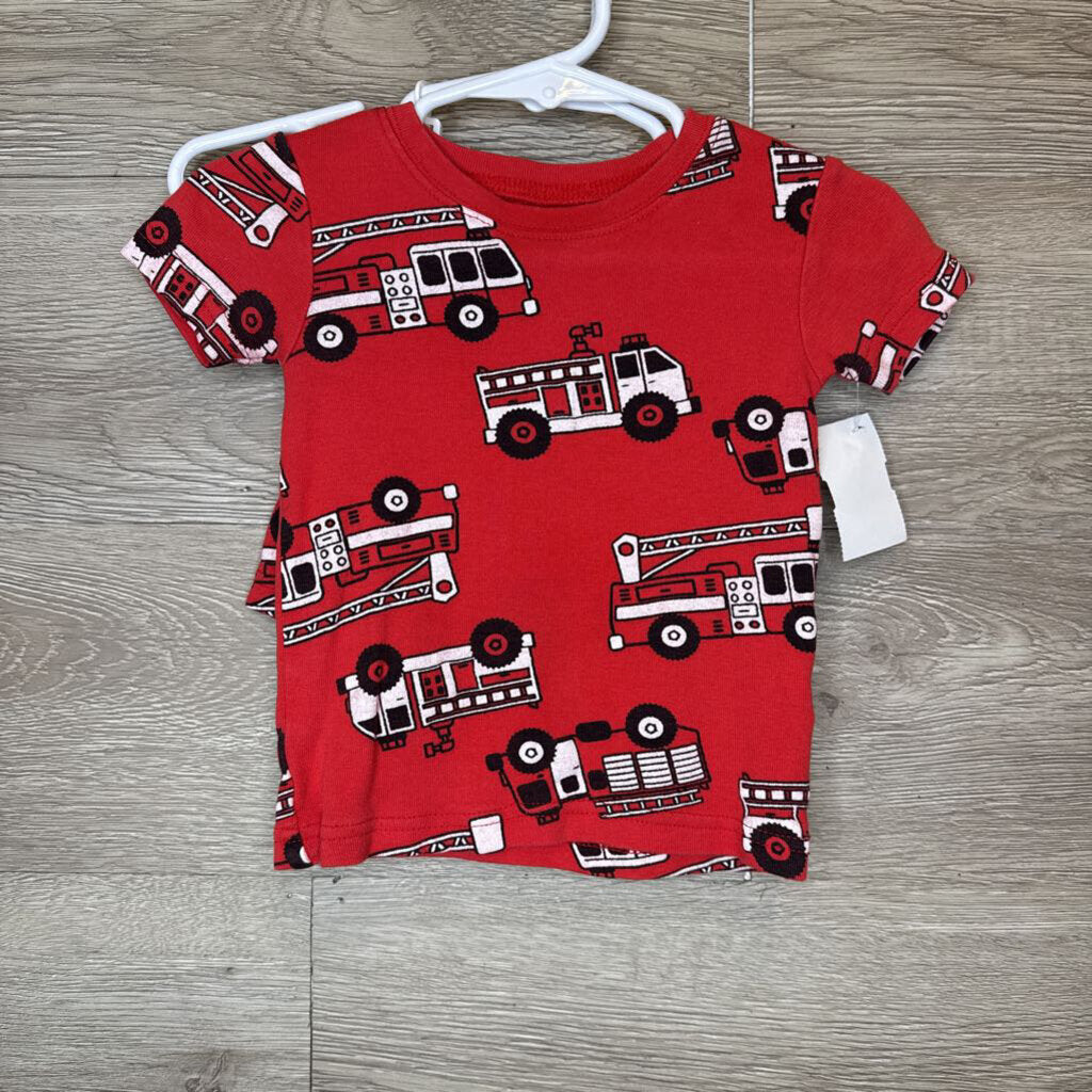 18M: Red Fire Engine Print 2pc Summer Pajamas