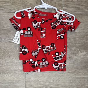 18M: Red Fire Engine Print 2pc Summer Pajamas