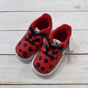 Size 4: Red Polka Dot Slip-On Sneakers