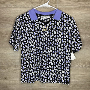10-12: Black + Lavender Collared Top