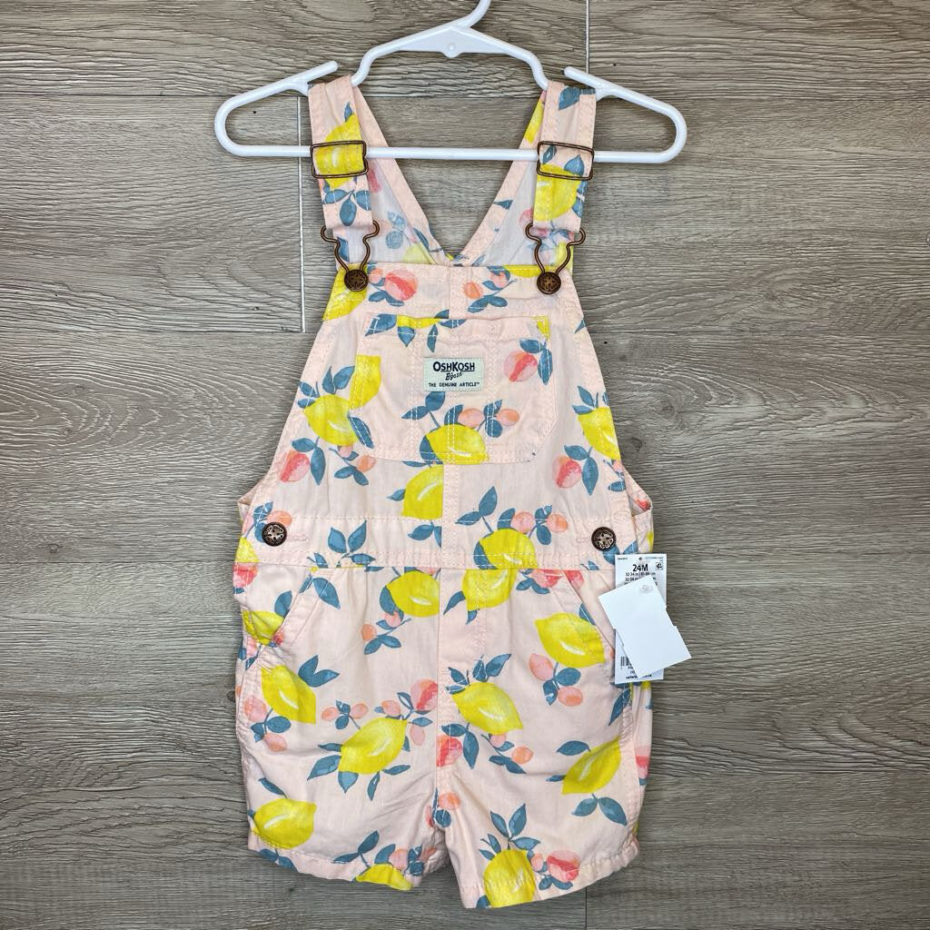 24M: NWT Pink Lemon Print Shortalls