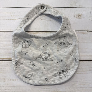 Grey Heather Grogu Print Bib