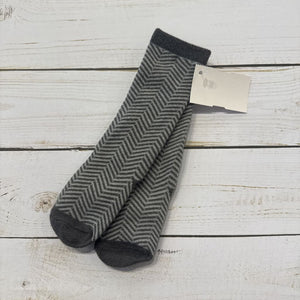 6-12M: Infant Knee High Socks - Grey Chevron