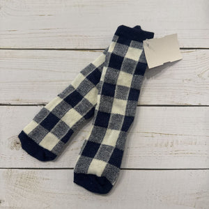 6-12M: Infant Knee High Socks - Navy Checkered
