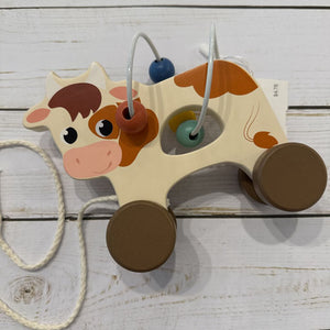 Pull Along Wooden Cow Bead Maze